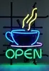 Custom Coffee Open Glass Neon Light Sign Beer Bar