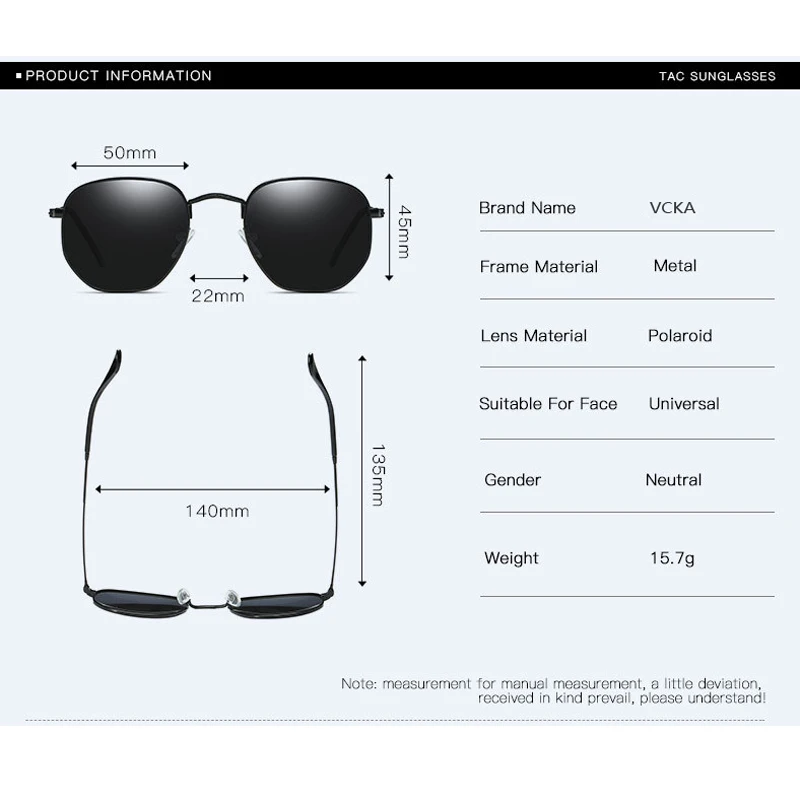 VCKA, винтажные, брендовые, дизайнерские, шестиугольные солнцезащитные очки, для женщин и мужчин, Ретро стиль, для вождения, поляризационные, солнцезащитные очки, для женщин и мужчин, oculos de sol, UV400