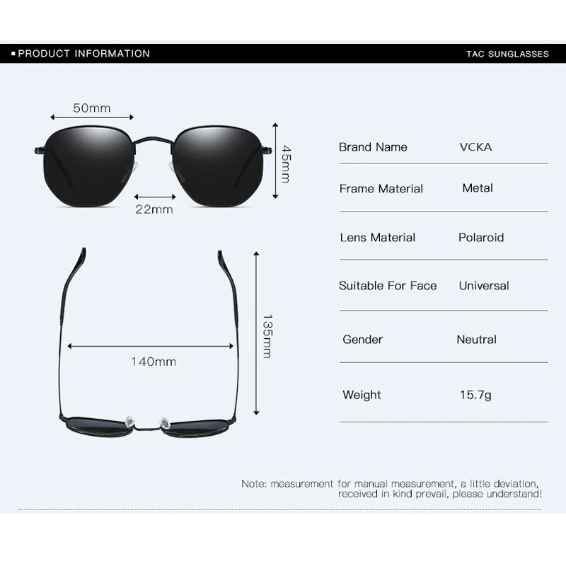 Koop VCKA Vintage Merk Designer Zeshoekige Zonnebril Vrouwen Mannen Retro Rijden Gepolariseerde Zonnebril Vrouw Man oculos de sol UV400