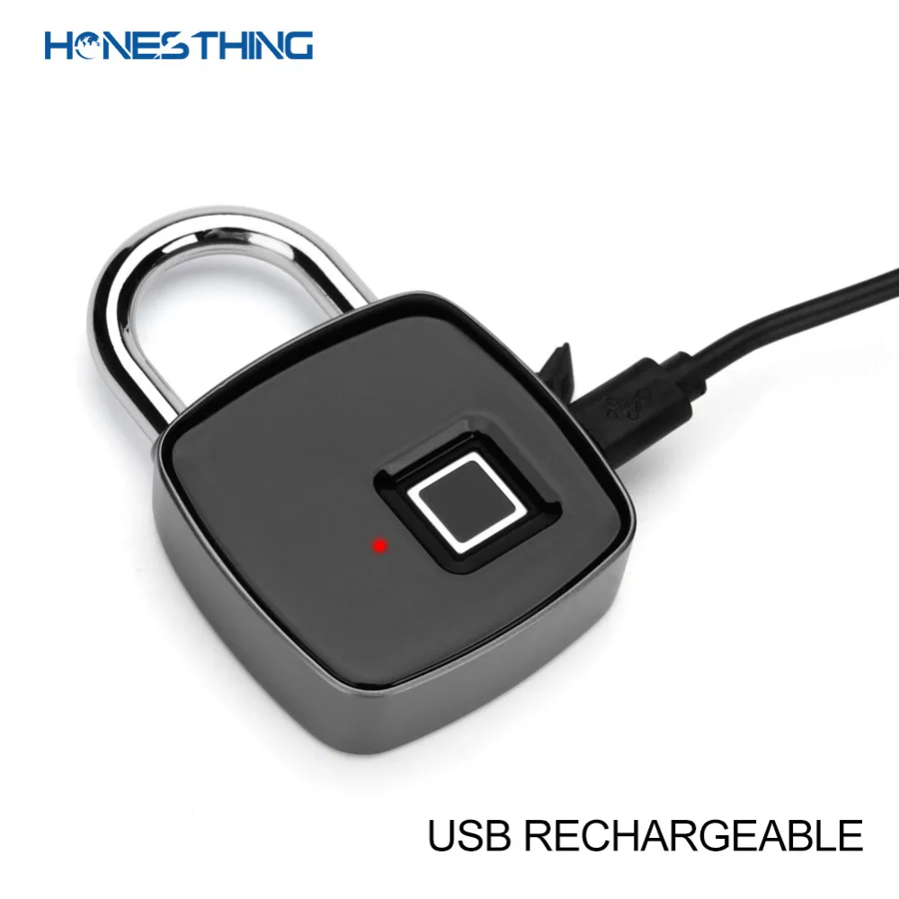 HonesThing Mini Smart Keyless Fingerprint Lock IP65 Waterproof Anti-Theft Security Padlock for Door Luggage Case Gate Safe Lock 7