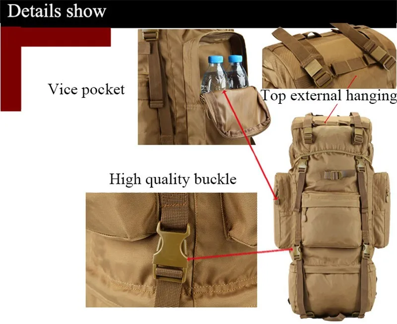 70L Waterproof Tactical Backpack