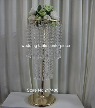 

Acrylic gold Chandelier Centerpiece Crystal Chandelier flower stand for event decor