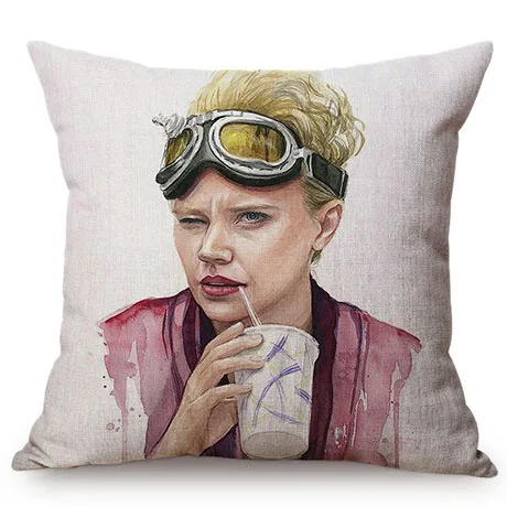 Audrey Hepburn Fashion Watercolor Art Self Portrait Sofa Decoration Throw Pillows Cover Cotton Linen Nicolas Cage Cushion Cover M105-7