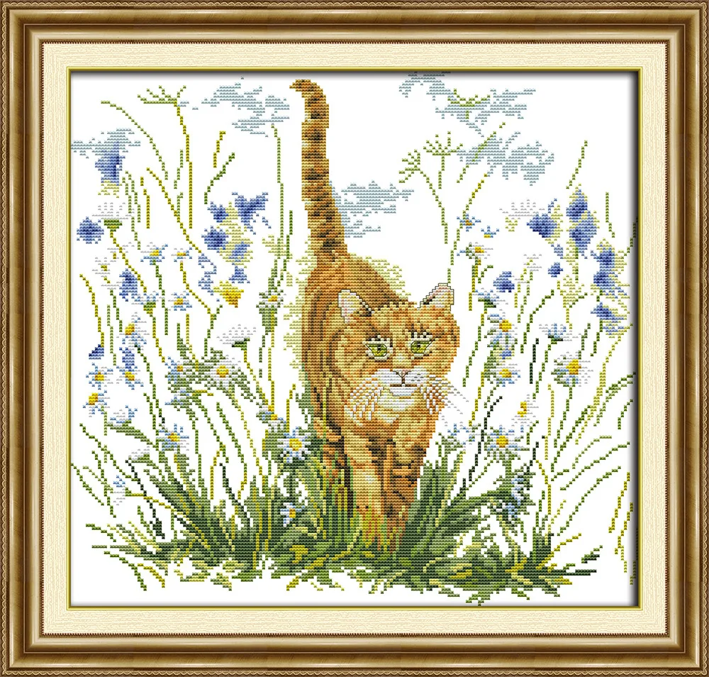 

Joy Sunday The cat's warning cross stitch pattern kits handcraft make embroidery with chart