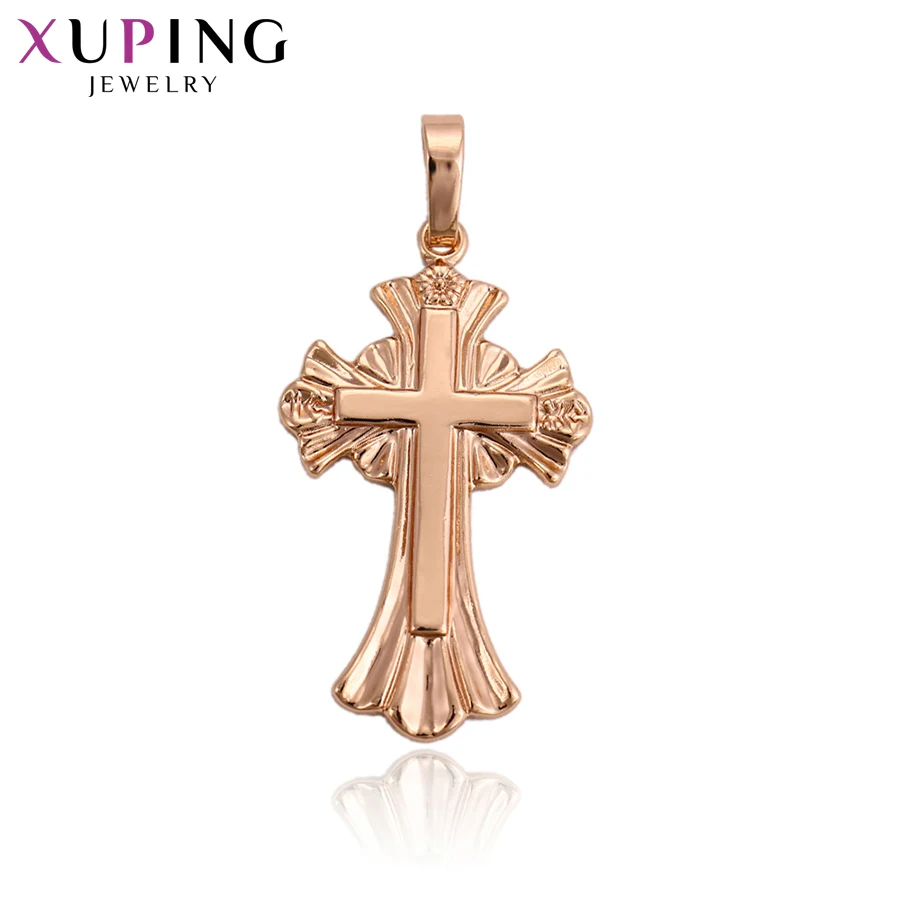 Xuping Classic Style Pendant Rose Gold Color Plated JESUS Cross Slide
