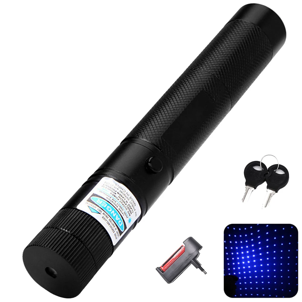 

Hunting Green/Red/Blue Laser Pointer 532nm 5mW 303 Laser Pen Adjustable Starry Head Match lazer With 18650 Battery+Charger