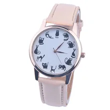 CLAUDIA Hot Sale Watch Woman 2016 Fashion&Casaul Cat Pattern Leather Band Quartz Watches Women Freeshipping Relogio Feminino