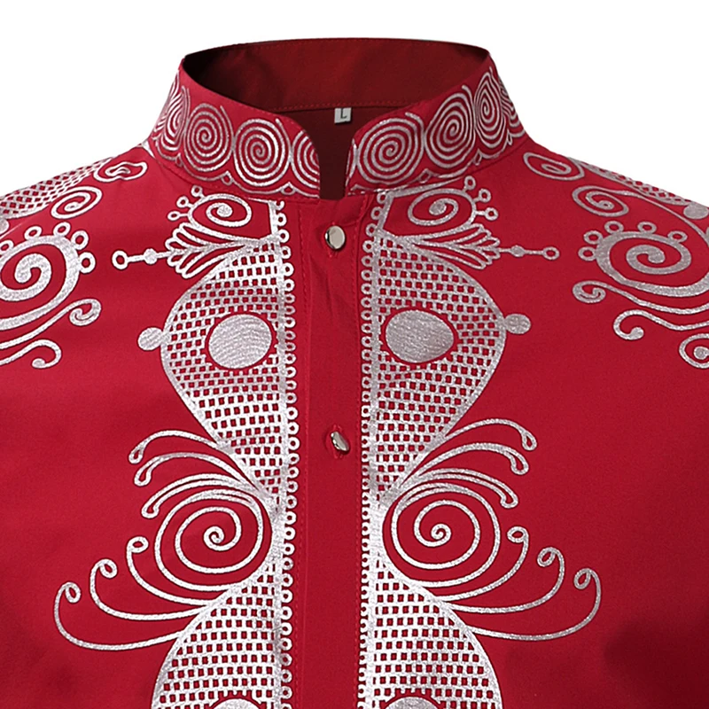 Новая Осенняя рубашка Masculina повседневные мужские рубашки винтажные Африканские Этнические рубашки с длинным рукавом и стоячим воротником Топы для мужчин