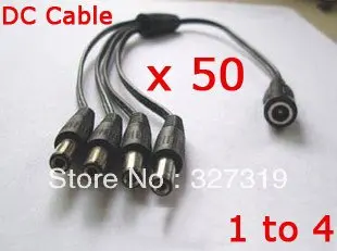 

50 x DC 1 to 4 Power Splitter Cable for CCTV Camera
