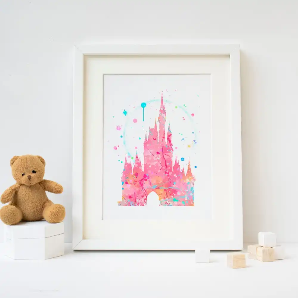 Napravi Rs Decoration De Chambre D Enfant Decoration De La Maison Bebe Creche Art Decoration Murale Pour Chambre Denfants Aquarelle Affiche Impression Idee Cadeau 50x70cm Pas De Cadre Impression De Photo Du Chateau De Disneys Rose