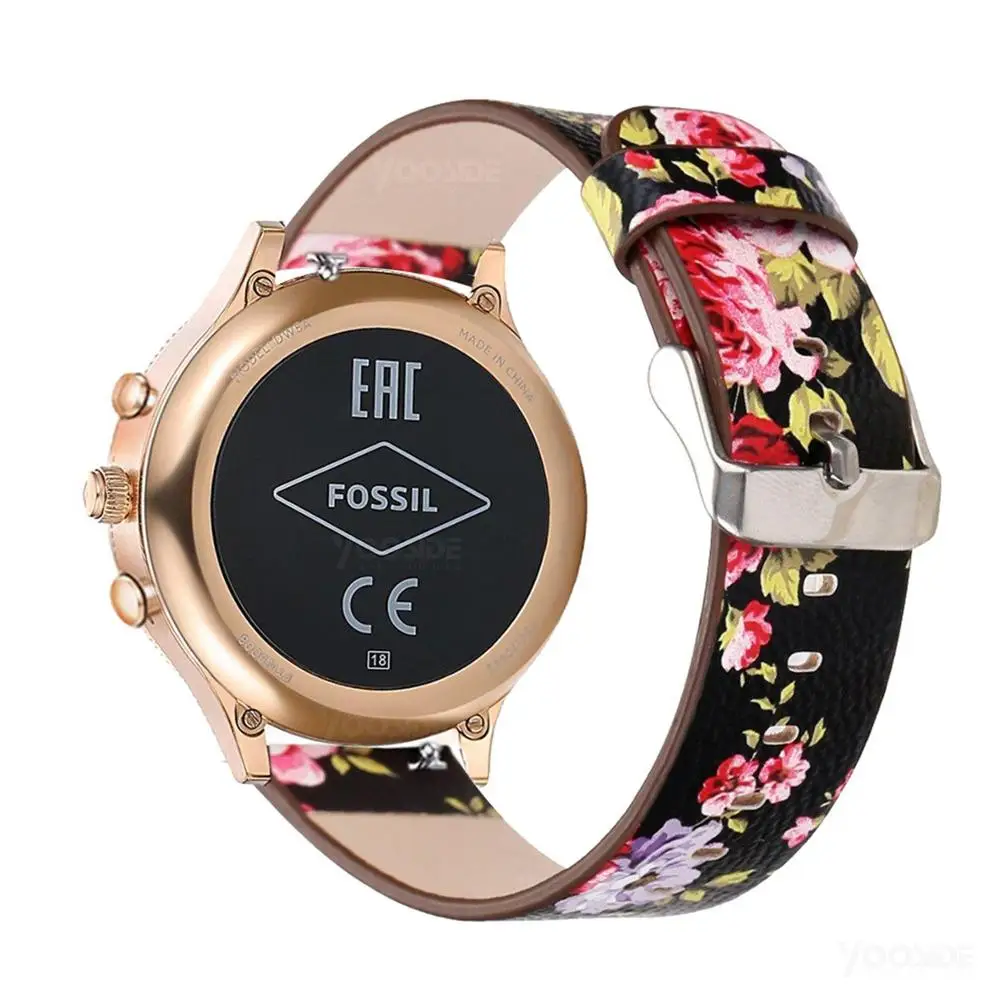 Для Fossil Q Venture 18 мм Быстрый выпуск цветок кожаный ремешок для часов браслет для Fossil Q Venture Gen3/Gen4 HR/женские спортивные