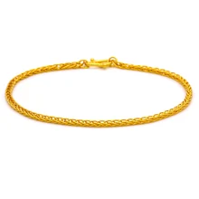 Pure 24K Yellow Gold Bracelet 999 Gold Women Wheat Link Chain Bracelet 5.56g real 24k yellow gold pendant women 999 gold 3d heart pendant