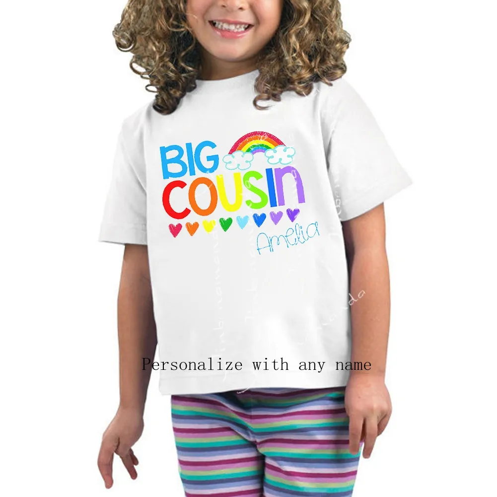 Big Cousin Shirt Boys And Girls Rainbow Hearts Personalized Custom T