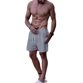 

Sports Men's Casual Loose Solid Color Drawstring Shorts Fitness Fifth Pants new
