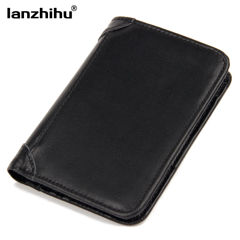 

100% Genuine Leather Wallets for Men Vintage Real Leather Luxury Short RFID Blocking Bifold Wallet Brand Designer Cowhide Purse