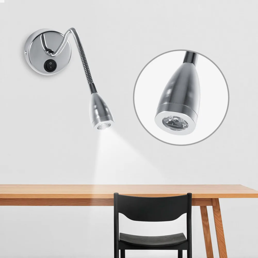 3W 85 265V Gooseneck Lights Modern Silver LED Wall Lamps ...