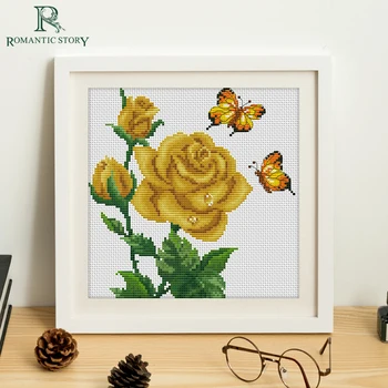 

Romantic Story Cross Stitch Set Beginners Needlework Embroidery Children's room cartoon blue plush bear for Cross-stitch kits