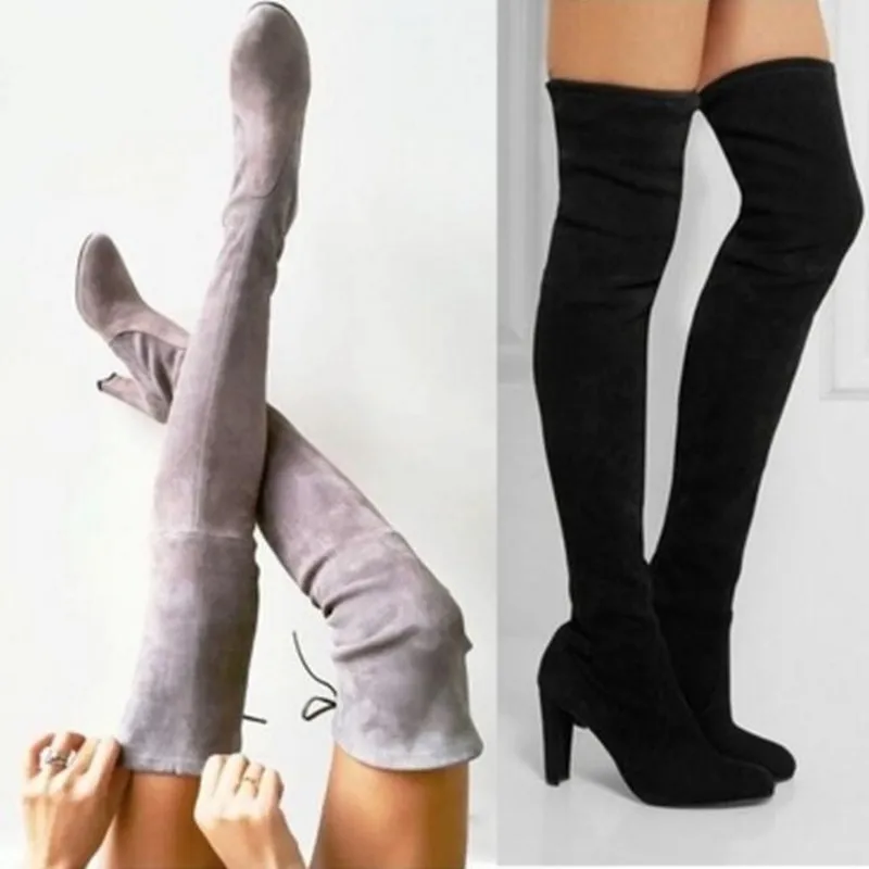 

Women boot Faux Suede Women Over The Knee Boots Lace Up Sexy High Heels Shoes Woman Female Slim Thigh High Boots 2019