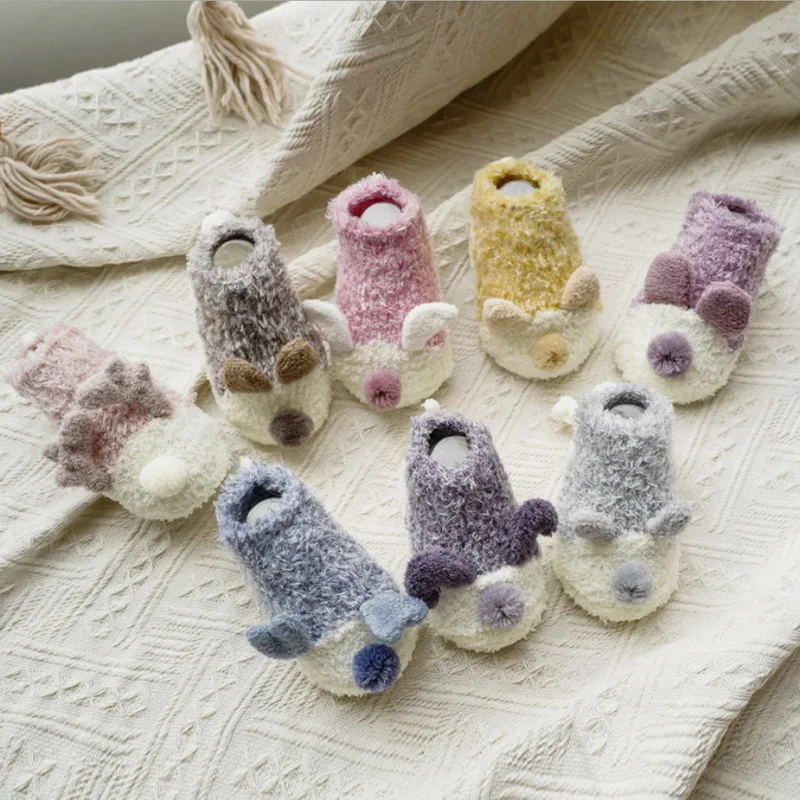

New cartoon animals warm soft baby spoil socks unicorn sheep short anti-slip floor sock sweet nana rubber sole boy girl toddler