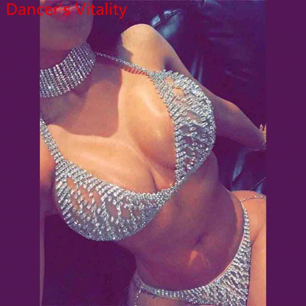 

Western Accessories Exaggerating Rhinestone Body Chain Bar DS Performance Costume Sparkling Diamond Bikini Fashion Chest Chain