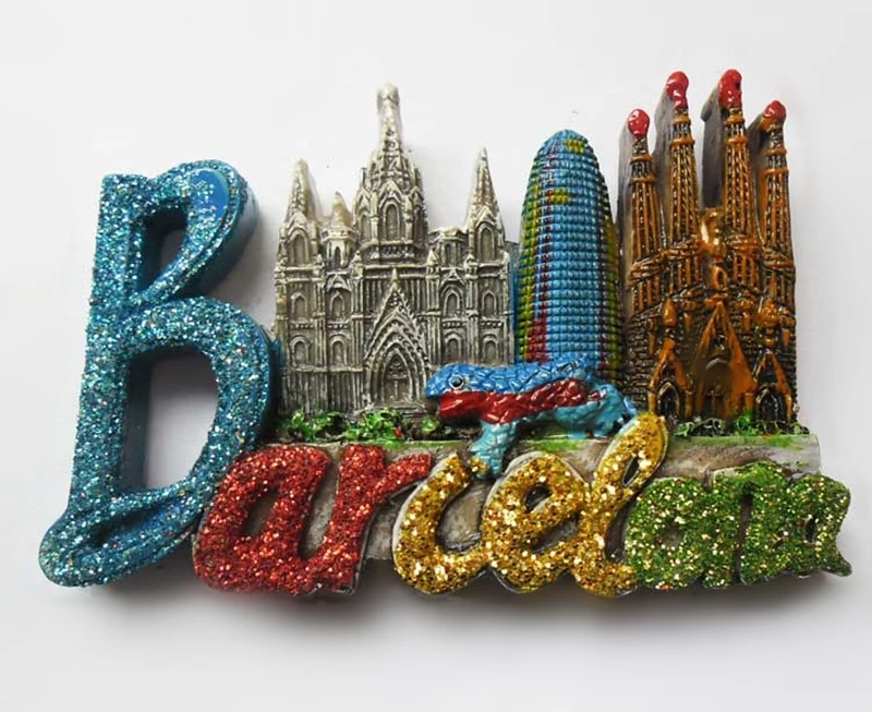 Handmade Painted Barcelona, Spain 3D Fridge World Tourism