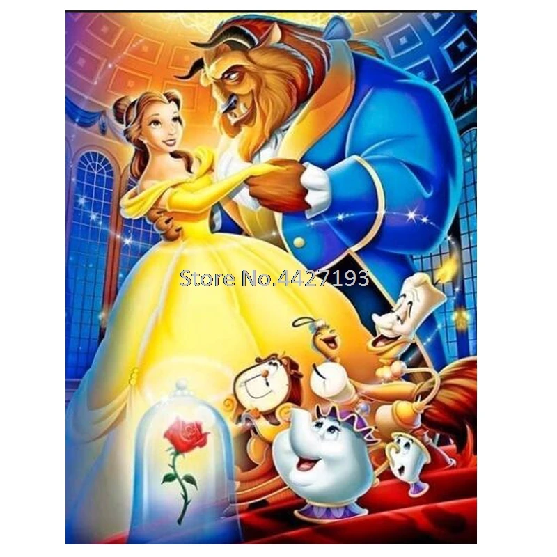 

5d diamond art New Diamond Painting Beast and princess Cross Stitch Fulll resin rhinestones diy Diamond Mosaic home Decor gift