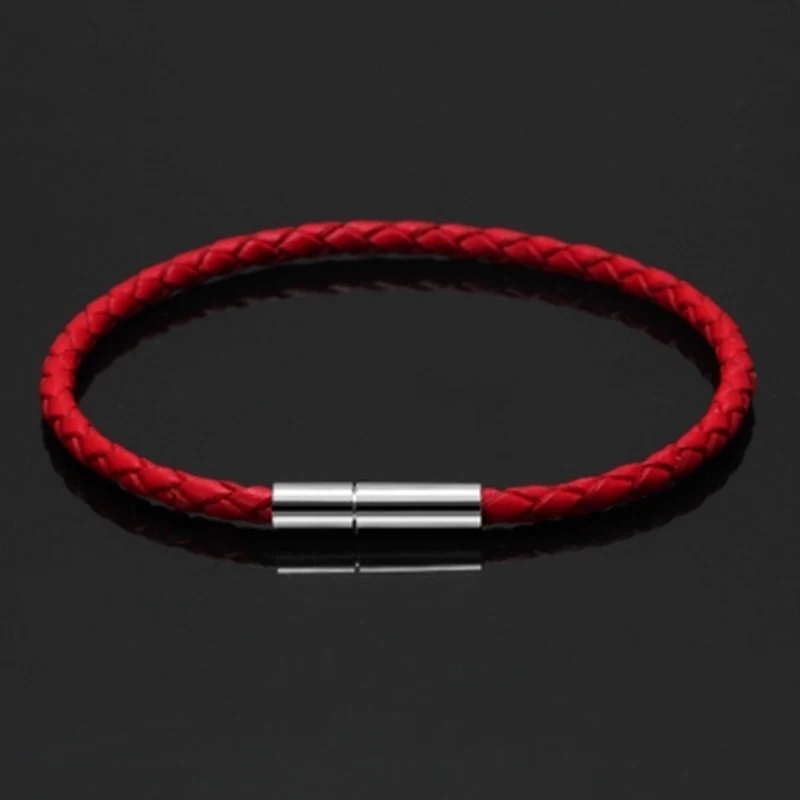 Korean Red Bracelets for Women PU Leather Rope Red Thread Braid Couple Bracelet Jewelry Black Men Male Female Accessories Charms