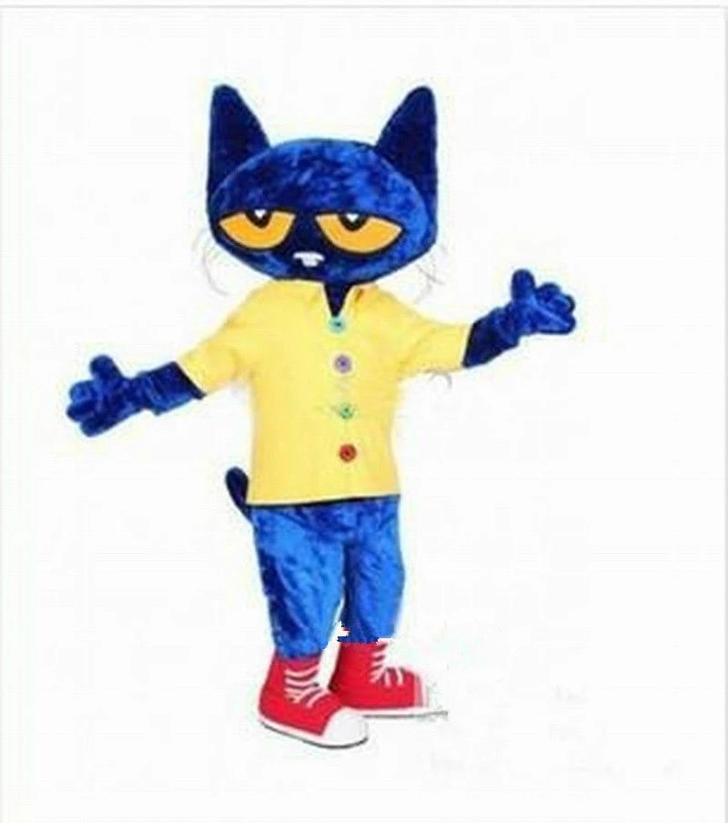 Pete The Cat Mascot Costume Blue Cat Birthday Party Fancy Cosplay Dress