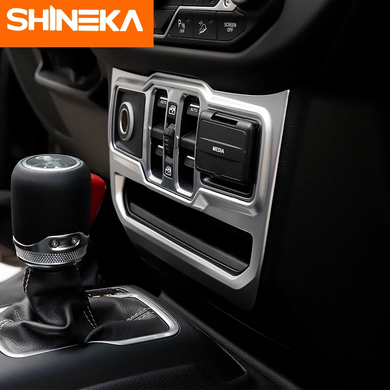 

SHINEKA Interior Mouldings for Jeep Wrangler JL 2018+ Window Control Panel Decoration Sticker Interior Accessories For jeep JL