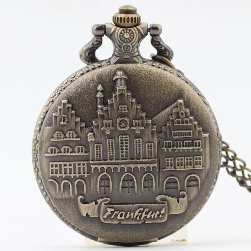 Pocket & Fob Watch Bronze Buildings Design Quartz Pocket Watch Necklace Pendant Watch Chain Xmas Gift Relogio De Bolso Pocket & Fob Watch Bronze Buildings Design Quartz Pocket Watch Necklace Pendant Watch Chain Xmas Gift Relogio De Bolso