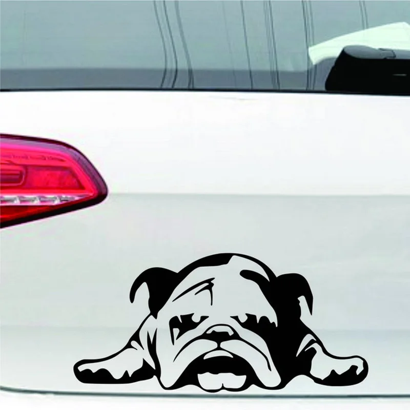 1pc SEEYULE Refective Car Sticker Tired Dog Puppy Bulldog Styling Window Trunk Vinyl Decals Decor 20x10 for VW Golf Passat Audi