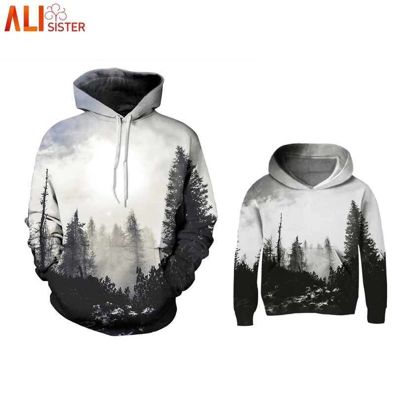 

Family Matching Outfits Autumn Winter Fashion Hoodie Casual Matching Family Clothing 3d Print Father Son Mother Daughter Clothes