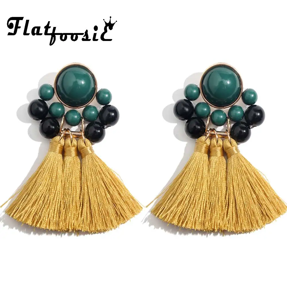 

Flatfoosie Ethnic Tassel Long Dangle Earrings Bohemian Fringe Trendy Beads Vintage Statement Boho Drop Earring For Women Jewelry