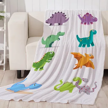 

3D Cartoon dinosaur Blanket For Bed Super Soft Throw Blanket Art Beach Towel Throw Travel Bedspread Cartoon Beds Thin Quilt