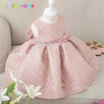 

babzapleume summer children clothing party wedding dress kids clothes sleeveless lace bow cute baby girl princess dresses BC1495