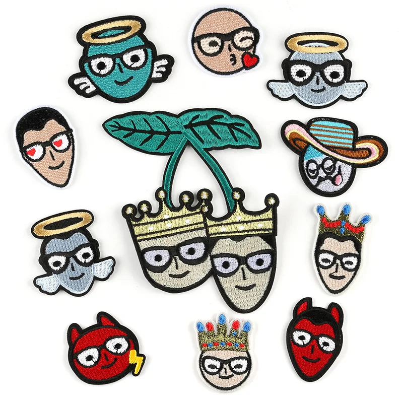 

50pcs/lot Embroidery Patches for Clothing Bag Decoration Head Cartoon Characters Sewing Accessories Heat Iron on Transfer
