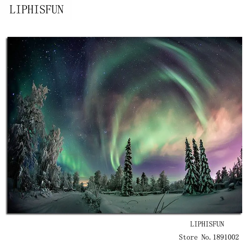 Далеко вид Aurora Borealis DIY алмаз живопись Вышивка крестик площадь дрель полный горный