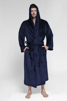 

2019 Hot-sale products Men's night clothes flannel pajamas winter warm clothing bath robe pure color extra thick pajamas