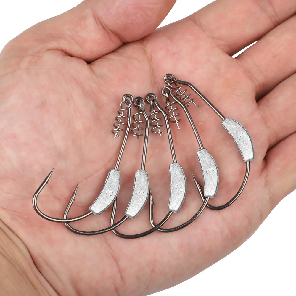 DONQL 10pcs Lot Lead Jig Head Fishing Hooks Wide Crank Offset Fishhooks for Soft Lure Baits 2g-7g Barbed Fishing Tackle Set     (7)