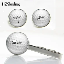 HZShinling CT-001 Мода Гольф мяч зажимы и набор запонок гольфер подарки играя золотые запонки серебро стеклянная галстук клип мужские ювелирные изделия
