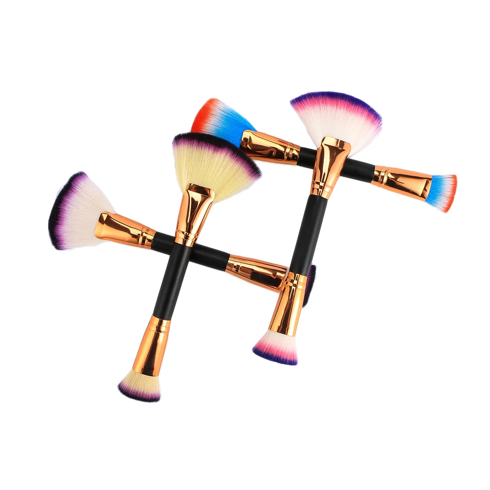 

Fashion Makeup Beauty Cosmetic Face Powder Blush Brush Foundation Brushes Double-headed End Fan Shape Brush Tool