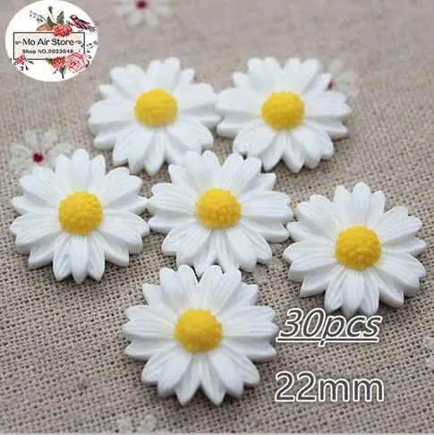 9/13/16/22/26mm white daisy flower resin flatback cabochon DIY jewelry phone decoration No Hole 