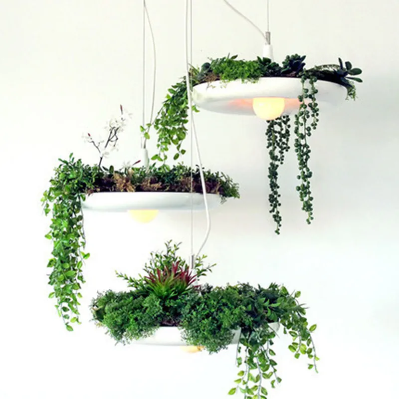 

Modern Pendant Light LED Hanging Gardens Plants Lamp Pots Potted luminaire Home Lighting Kitchen light Fixtures
