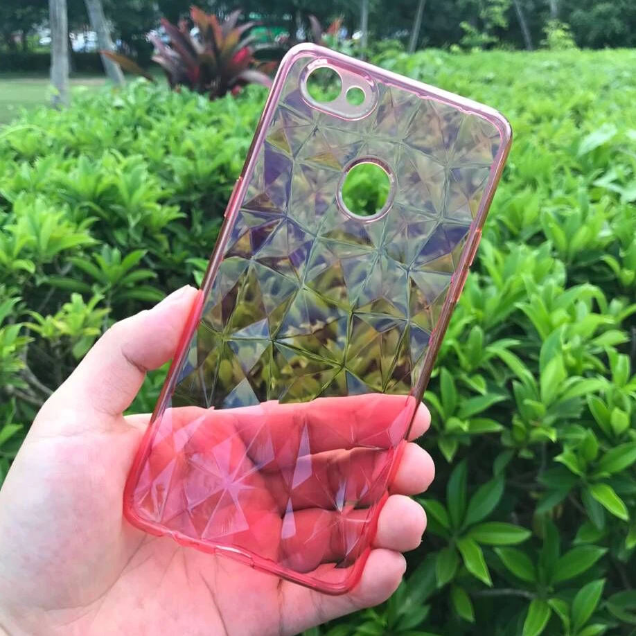 

Phone Case For OPPO F7 Case 3D Diamond Texture Transparent Phone Case for OPPO F7 Coque Capa 6.23"