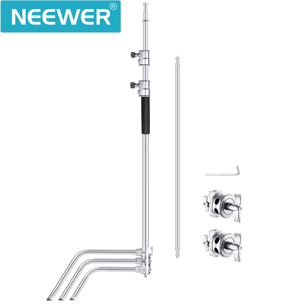  Neewer Upgraded Heavy Duty Stainless Steel C-Stand with Hold Arm and Grip Head for Photography Refl
