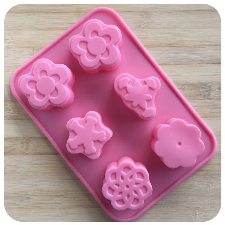 DUH 6 in 1 Flowers Type Cake Molds Baking Molds For Children's DIY Cake tools Dessert Decoration