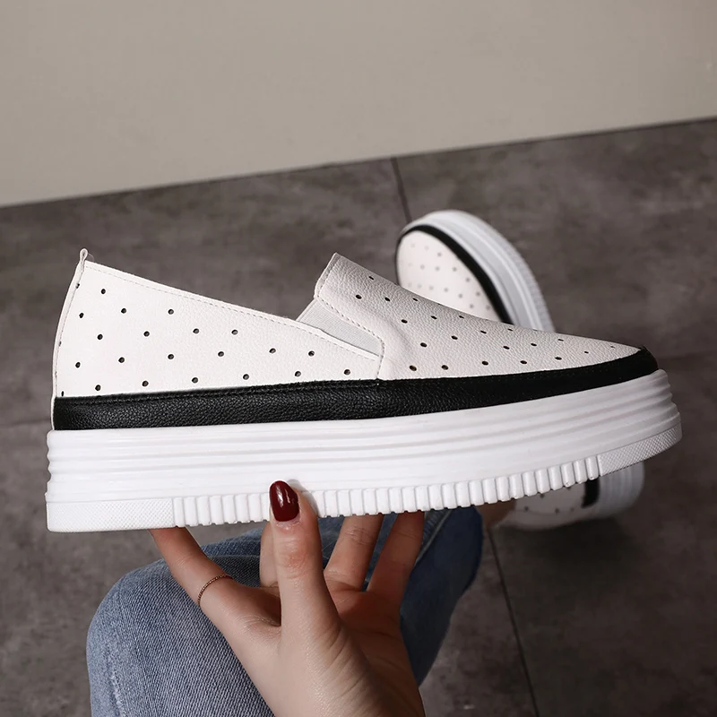 

Spring hollow breathable white shoes women's platform lazy shoes beautiful Korean version of the shoes wild pedal shoes summer