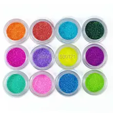 12 цветов/набор самый маленький размер Модный цветной дизайн ногтей Блеск порошок для ногтей украшения