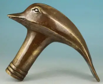 

Brass Grandpa Good Lucky Usable chinese Collect BRASS Hand Carving fish Statue Cane Walking Stick Head Crafts Arts statues