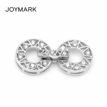 

21x10.5mm Zircon Pave Double Ring 925 Sterling Silver Lock Clasps Connectors For Pearl Bracelet Necklace Jewelry Making SC-CZ103